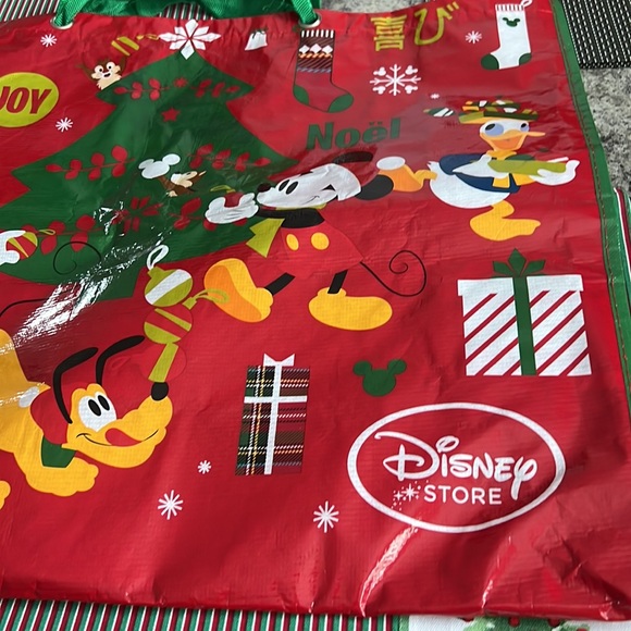 Giant Disney Store Christmas Holiday Tote Bag + 2 Ross Santa Totes Mickey Minnie - Picture 4 of 12